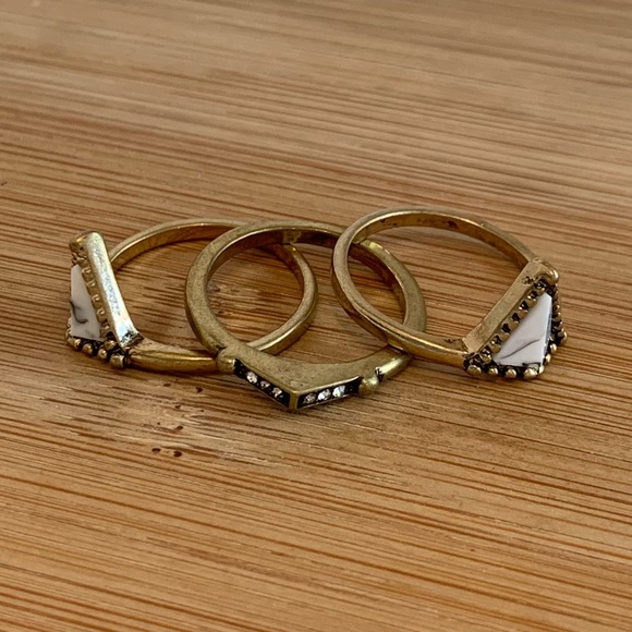 Stackable Marble Brass Ring Set - Picture 5 of 8